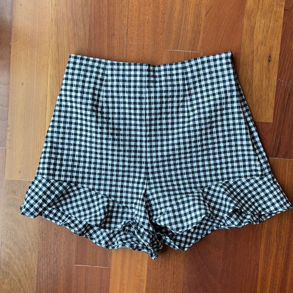 Zara Gingham Ruffle Shorts